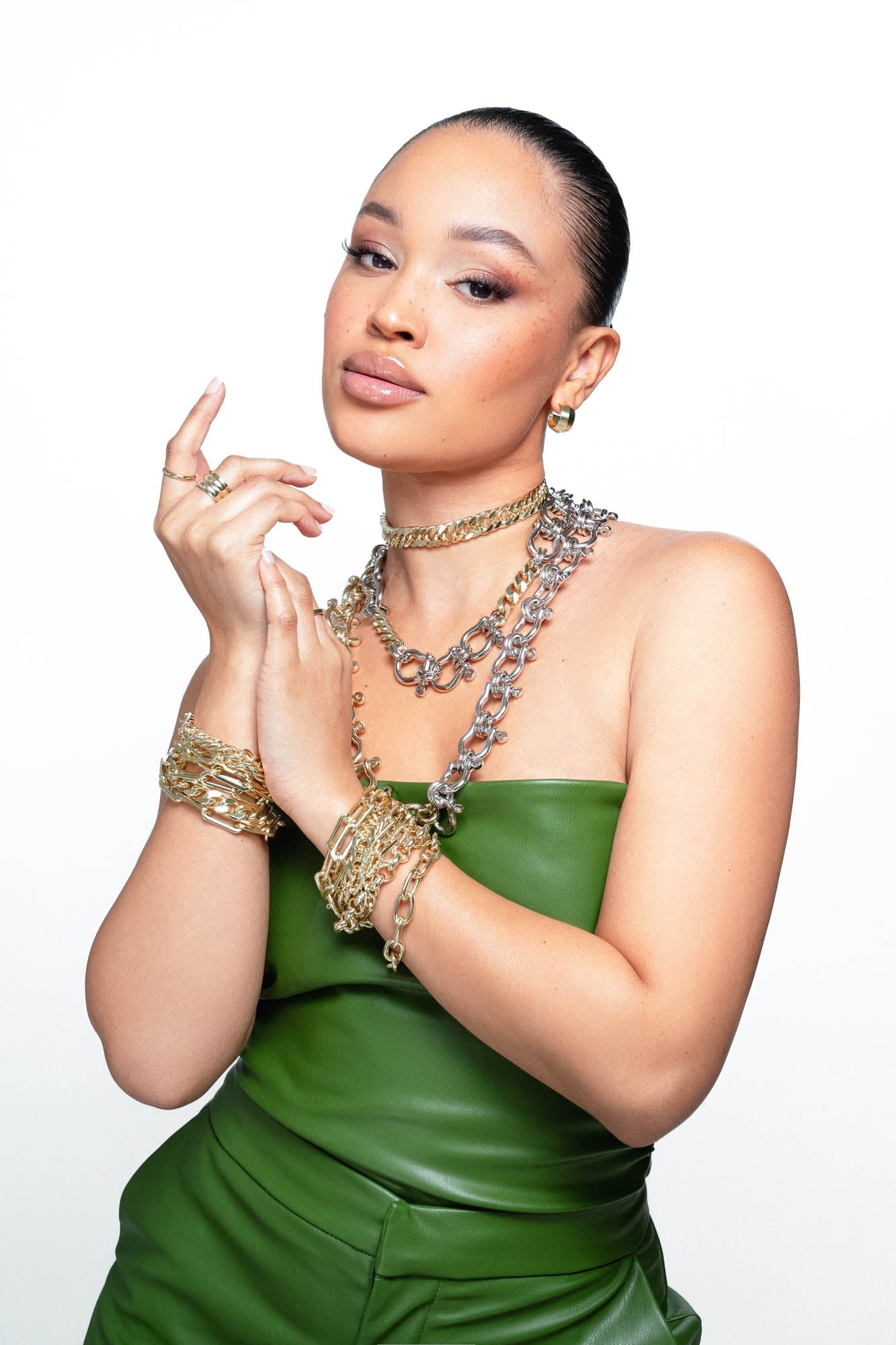 TWO TONED XL HARRISON NECKLACE by Eklexic