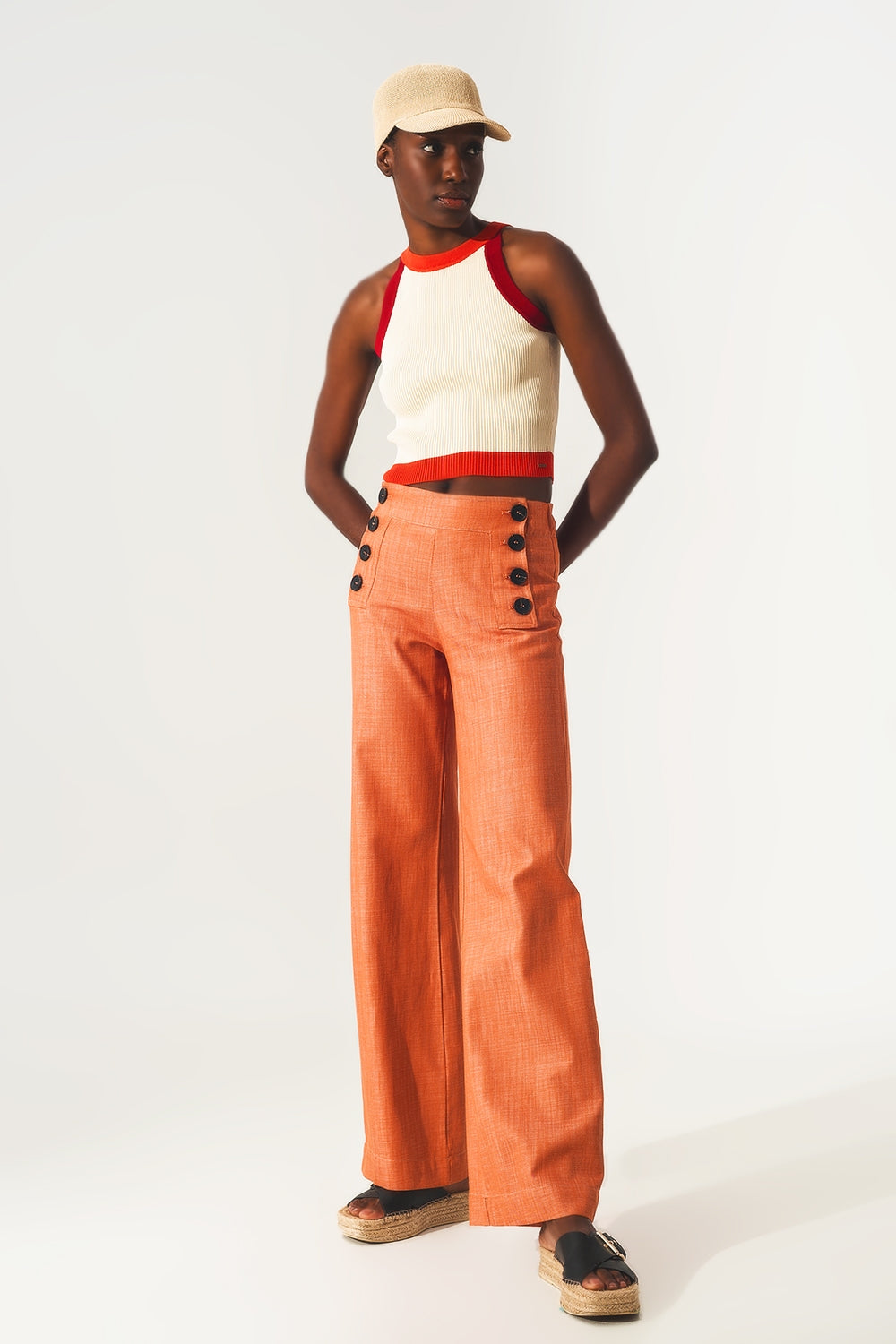 Marine Button Up Wide Leg Pants