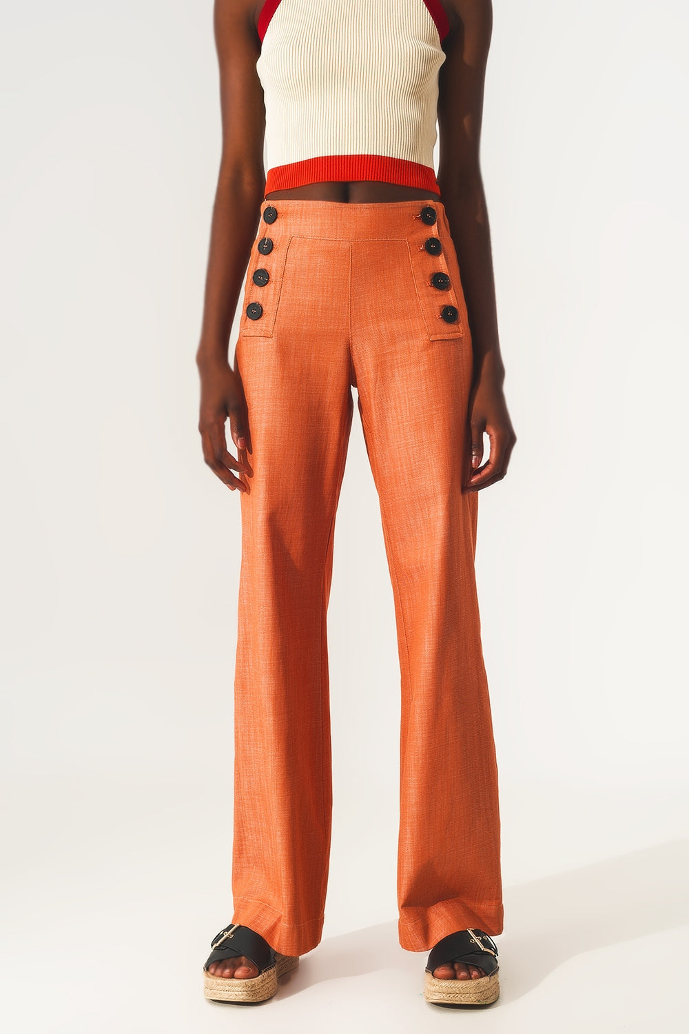 Marine Button Up Wide Leg Pants