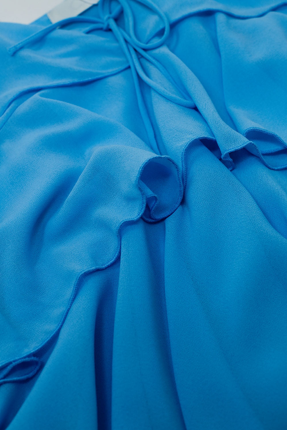 Ruffle Top WIth Thin Straps in Blue