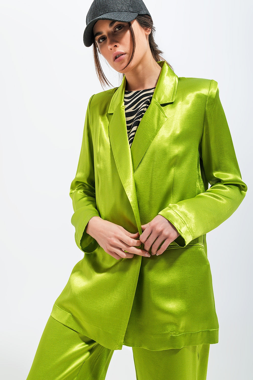 Satin Blazer in Green