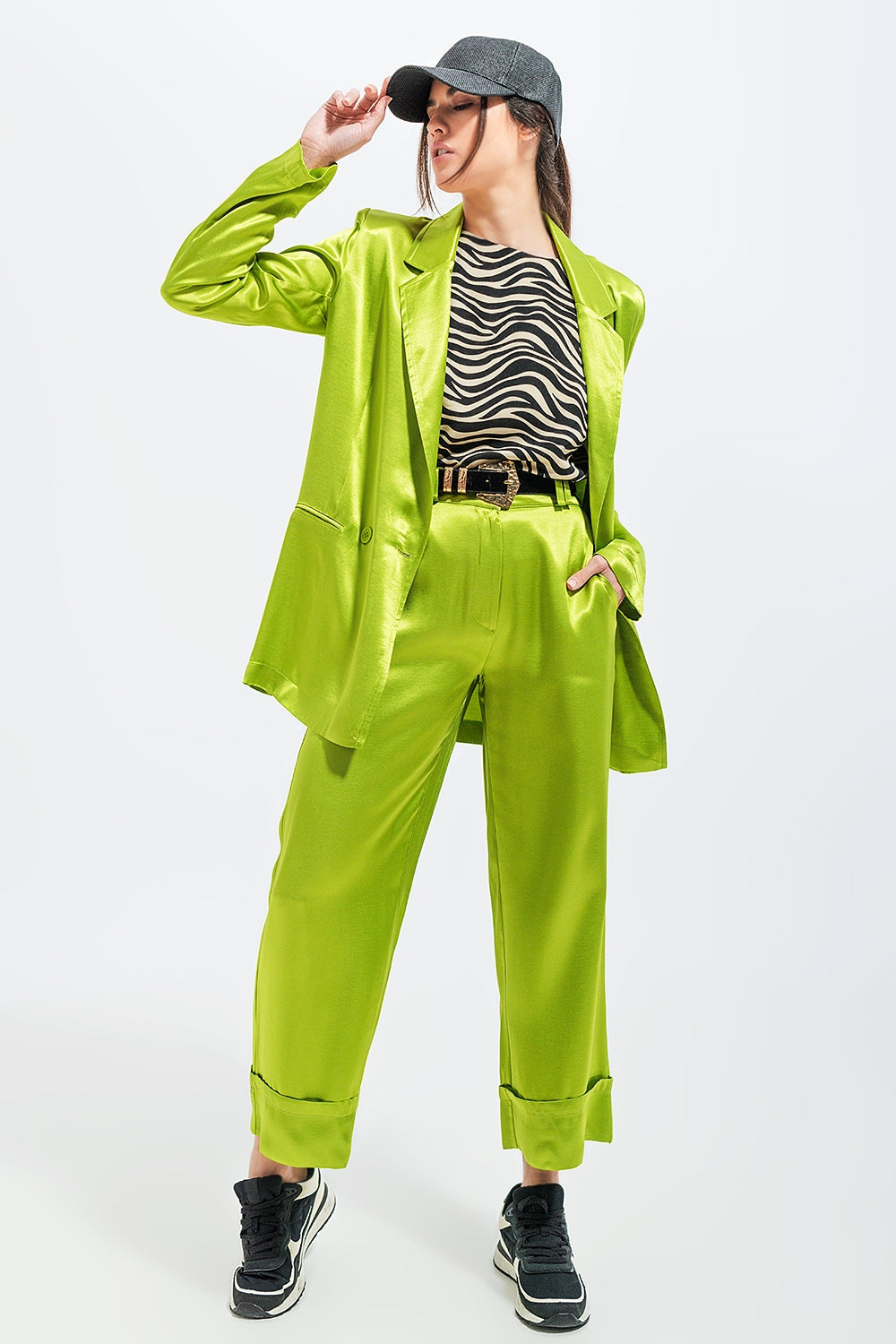 Satin Blazer in Green