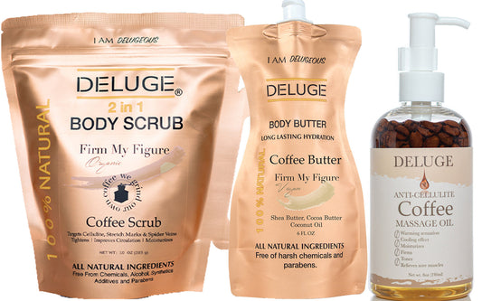 The Coffee Experience: Anti-Cellulite Massage Oil+ Body Scrub