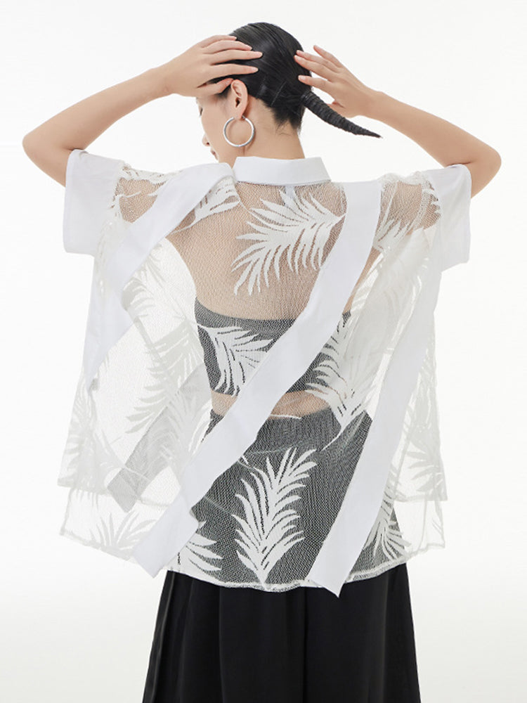 Sheer Leaf Blouse - Black