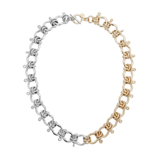 TWO TONED XL HARRISON NECKLACE by Eklexic