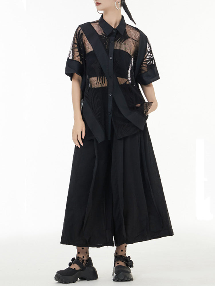 Sheer Leaf Blouse - Black