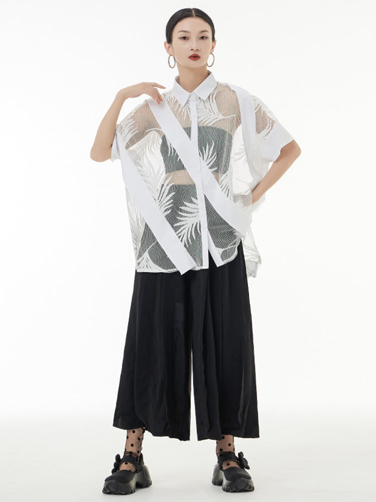 Sheer Leaf Blouse - White