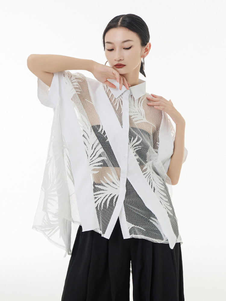 Sheer Leaf Blouse - White