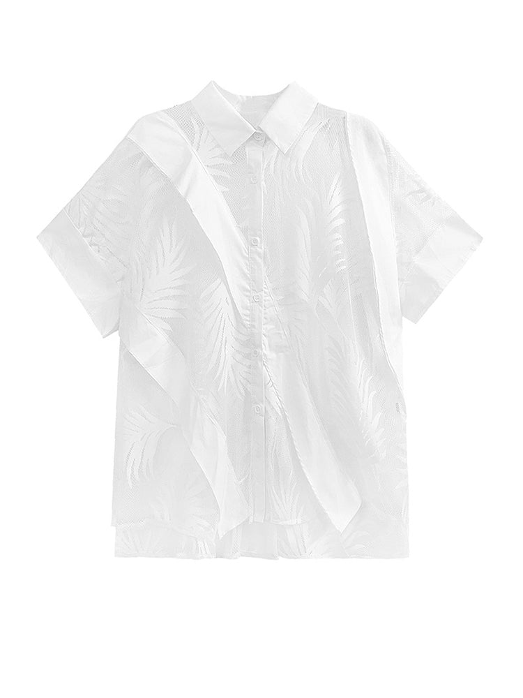 Sheer Leaf Blouse - White