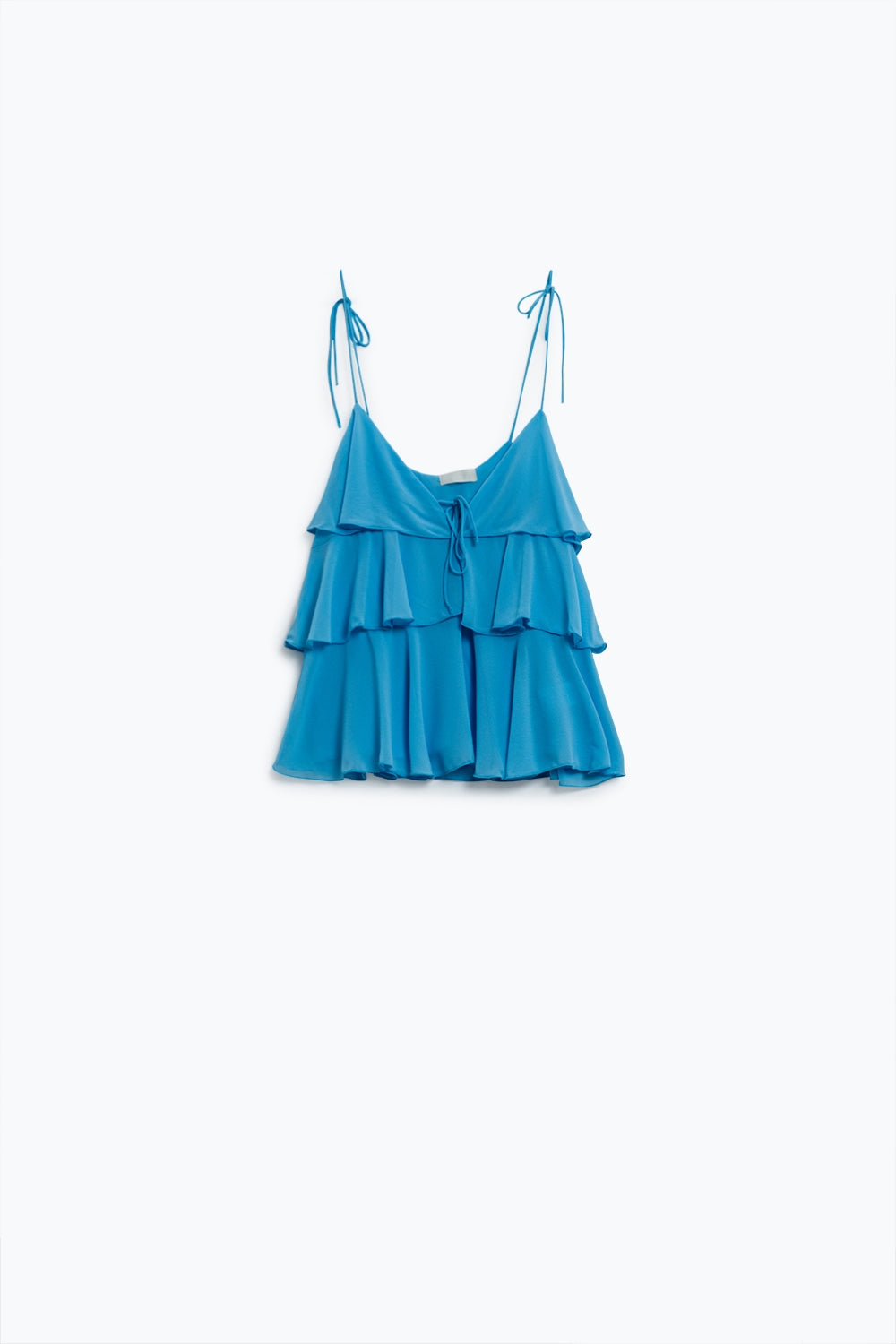 Ruffle Top WIth Thin Straps in Blue