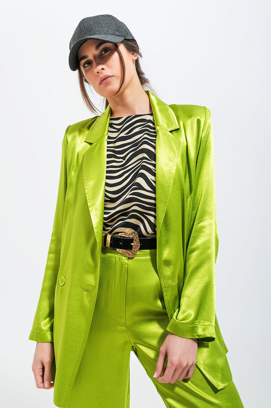Satin Blazer in Green
