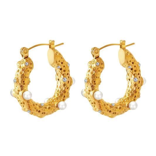 Show Me Pearls Hoop Earrings