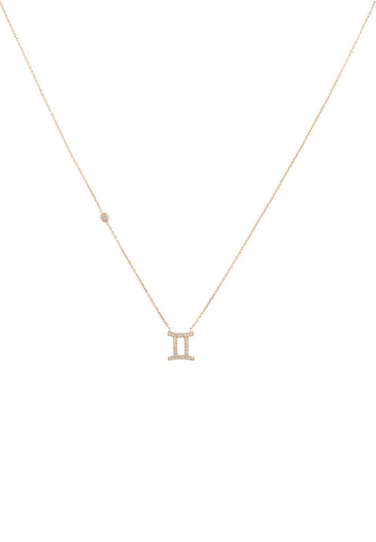 Zodiac Star Sign Pendant Necklace Rose Gold Gemini